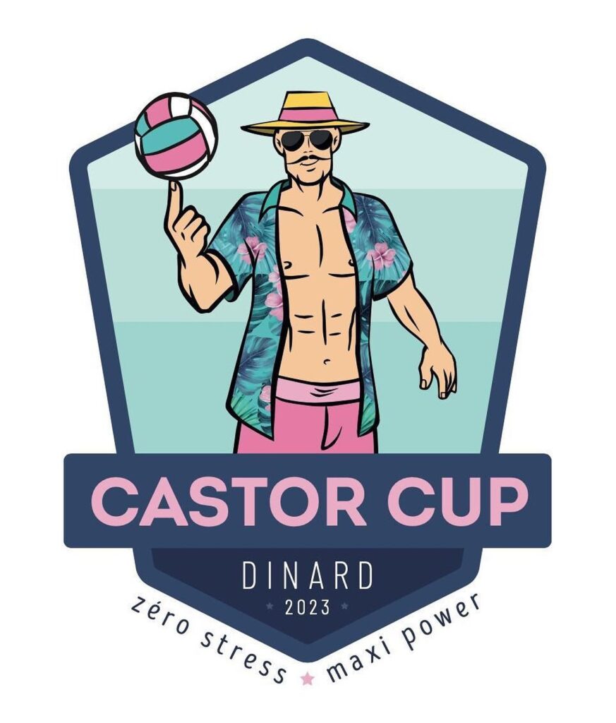 Logo de la Castor Cup, compétition de beach volley qui se déroule sur la plage de l'Écluse à Dinard dans une ambiance bon enfant.